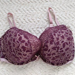 Victorias Secret Dream Angels Push Up Plum Bra 36DD EUC